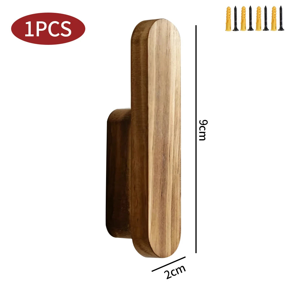 Wooden Wall Hook with Screws – Coat, Key & Hat Hanger