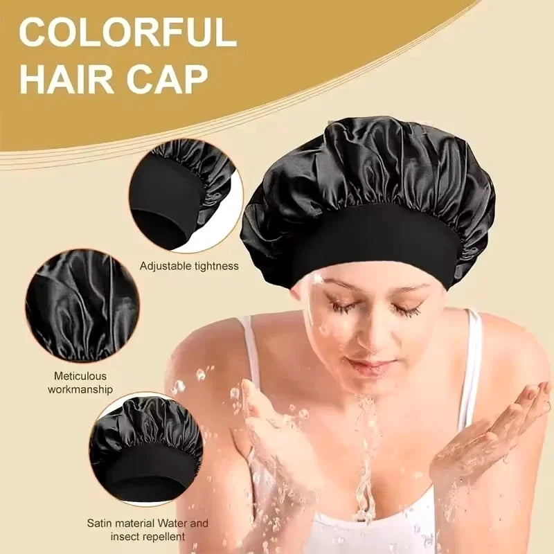 Satin Sleep Cap Hair Wrap – Wide Elastic, Fits All Hair Types
