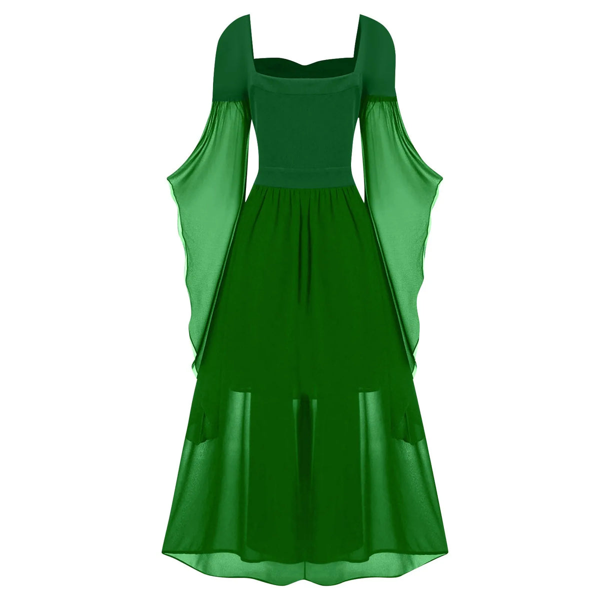 Women Gothic Off Shoulder Lace-Up Tiered Maxi Dress Halloween