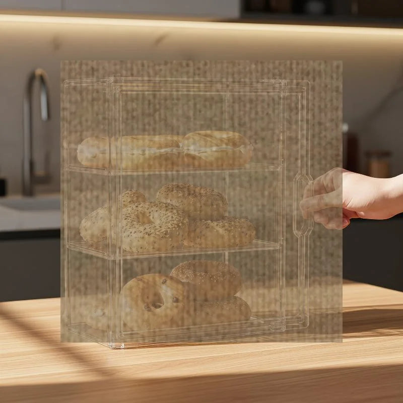 Stackable Clear Bread Display Case 1–4 Tier Dustproof Food Storage