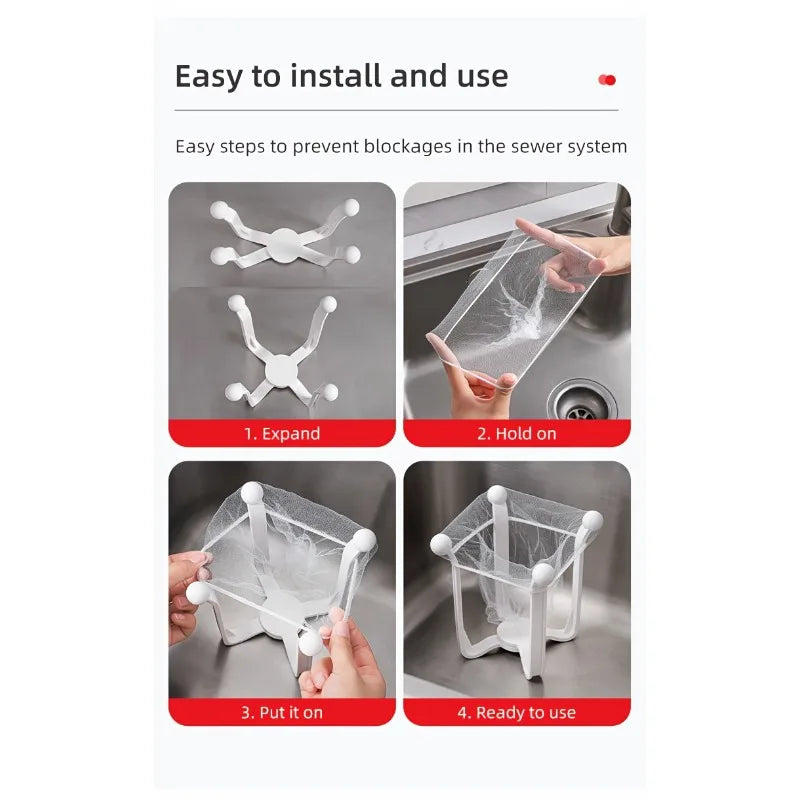 Kitchen Sink Strainer & Drain Rack Set with 50 Mesh Bags