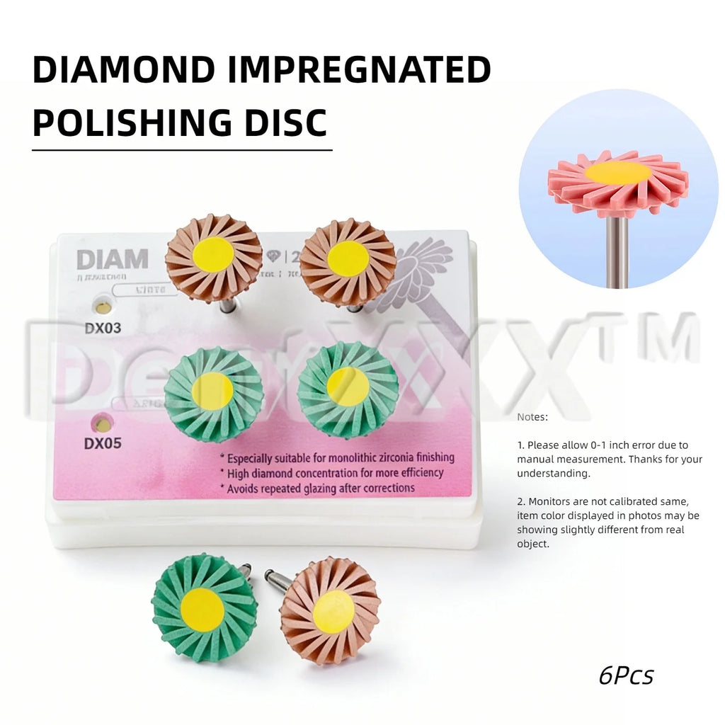 6-Piece Rubber Diamond Polishing Wheel Set – 2.35mm Shank