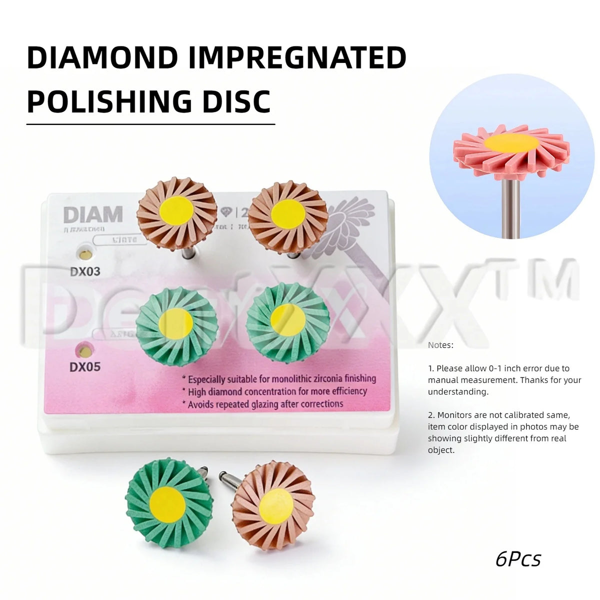 6-Piece Rubber Diamond Polishing Wheel Set – 2.35mm Shank