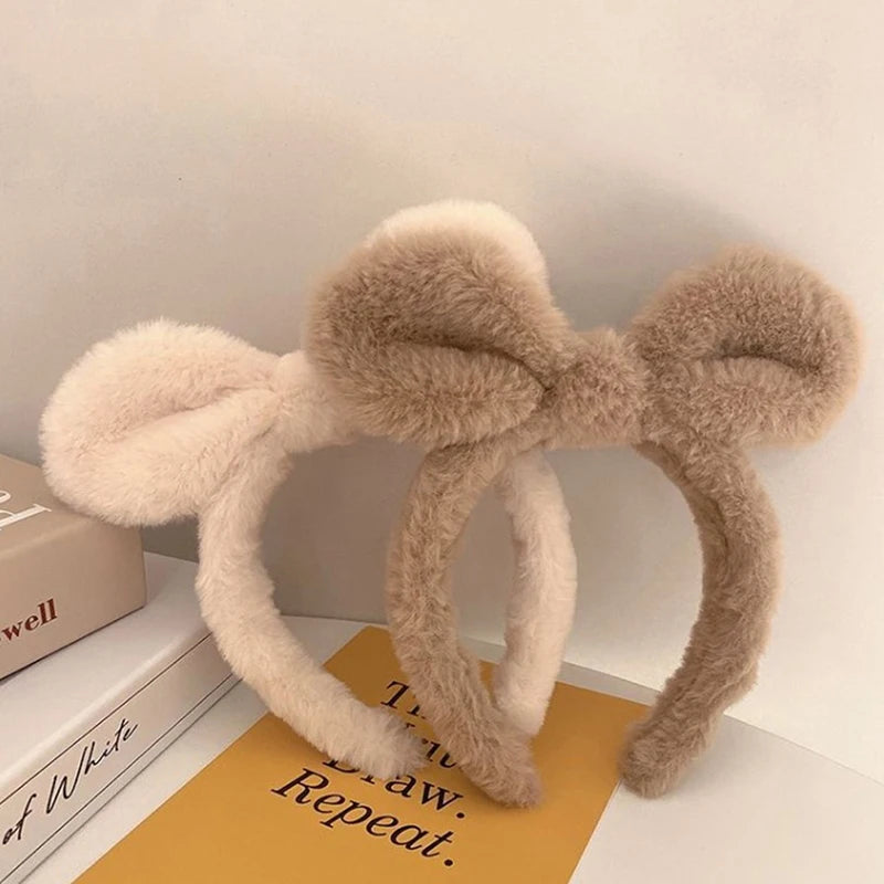 Rabbit Ear Plush Headband for Women – Cute Hair Hoop