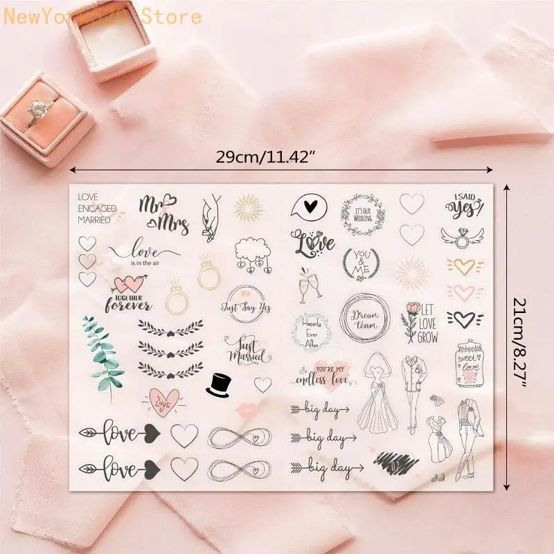 4 Sheets Wedding Stickers 230pcs – Scrapbooking & Crafts