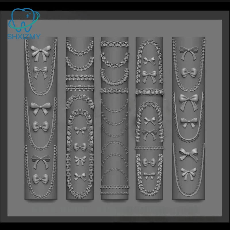 3D Silicone Nail Mold – Flower Bowknot Star Chain DIY Art