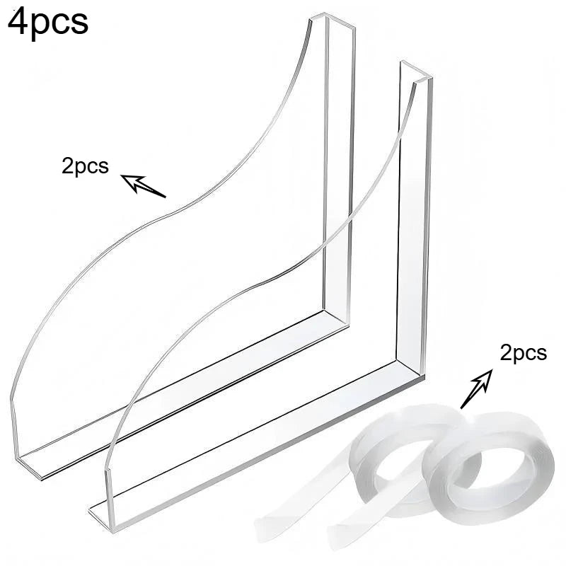 4Pcs Clear Acrylic Shower Splash Guard – Self-Adhesive Water Barrier