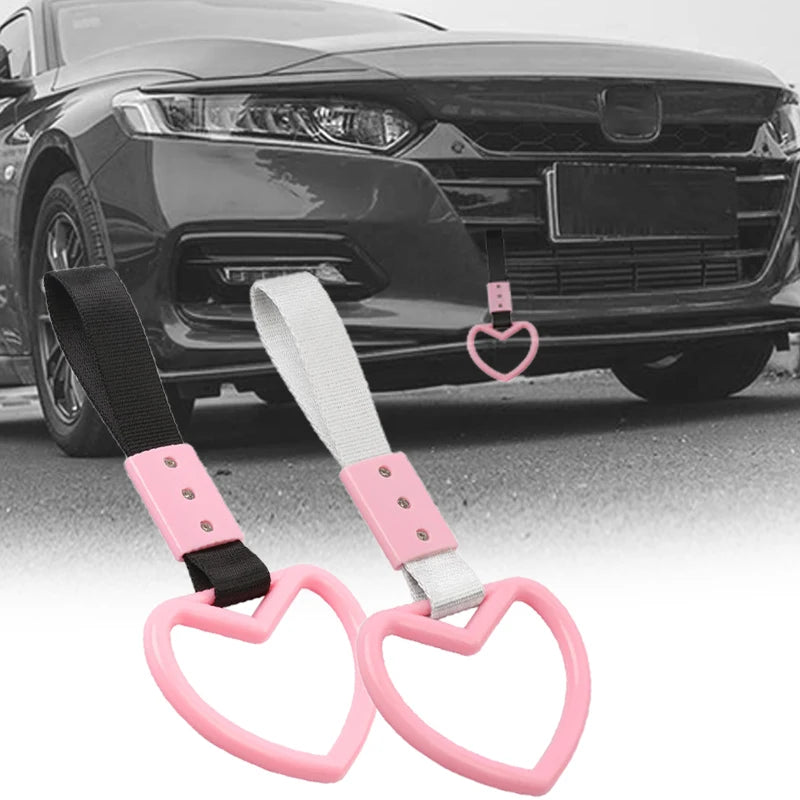 Heart-Shaped Car Hanging Ornament Plastic Pull Ring Decor