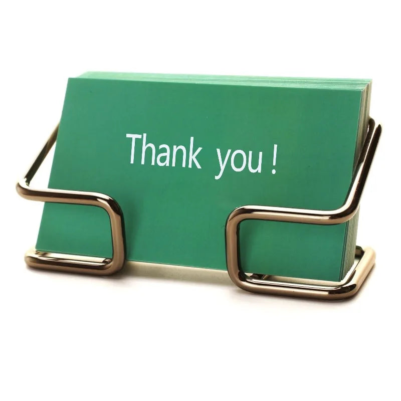 Golden Stainless Steel Desk Card Holder – VIBE Office Organizer