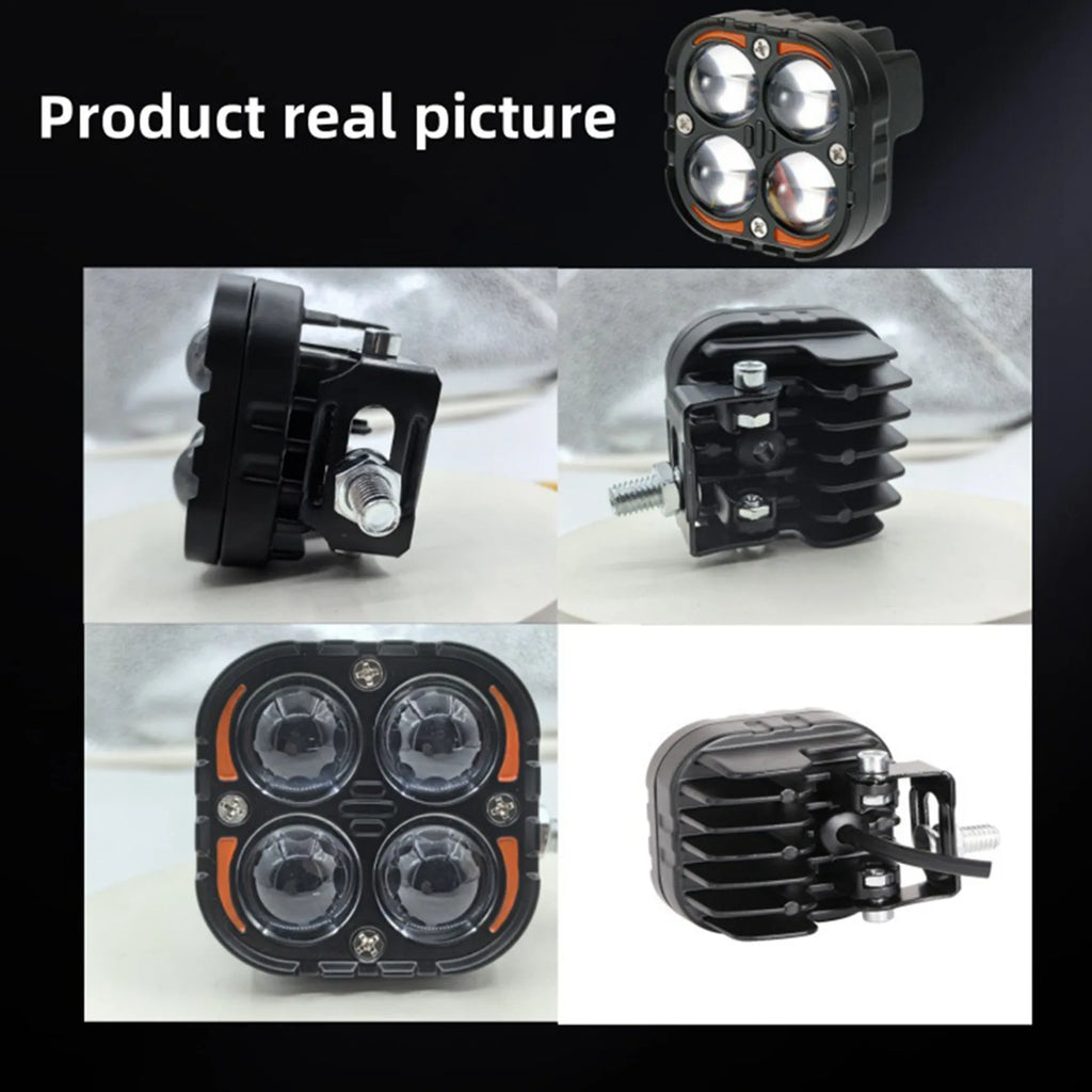 Dual Color LED Motorcycle Spotlights 24V Auxiliary Driving Lamps 2-Pack