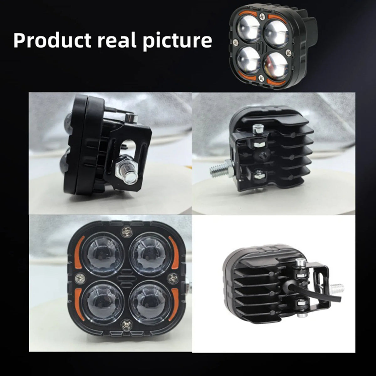 Dual Color LED Motorcycle Spotlights 24V Auxiliary Driving Lamps 2-Pack