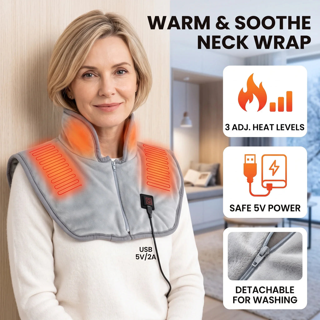 Hailicare USB Heated Shawl – 3-Setting Neck & Shoulder Wrap