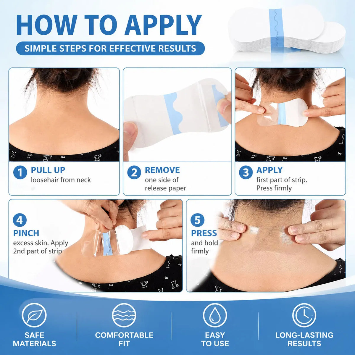 Neck Lifting Patches – Invisible Hydrogel Firming Strips 30/50 Pc