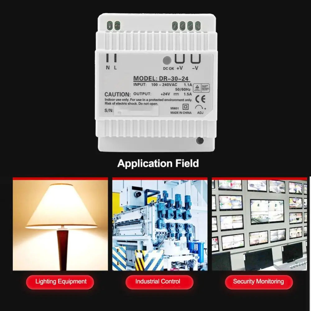 DR-30-24 30W DIN Rail Power Supply 24V AC to DC Converter