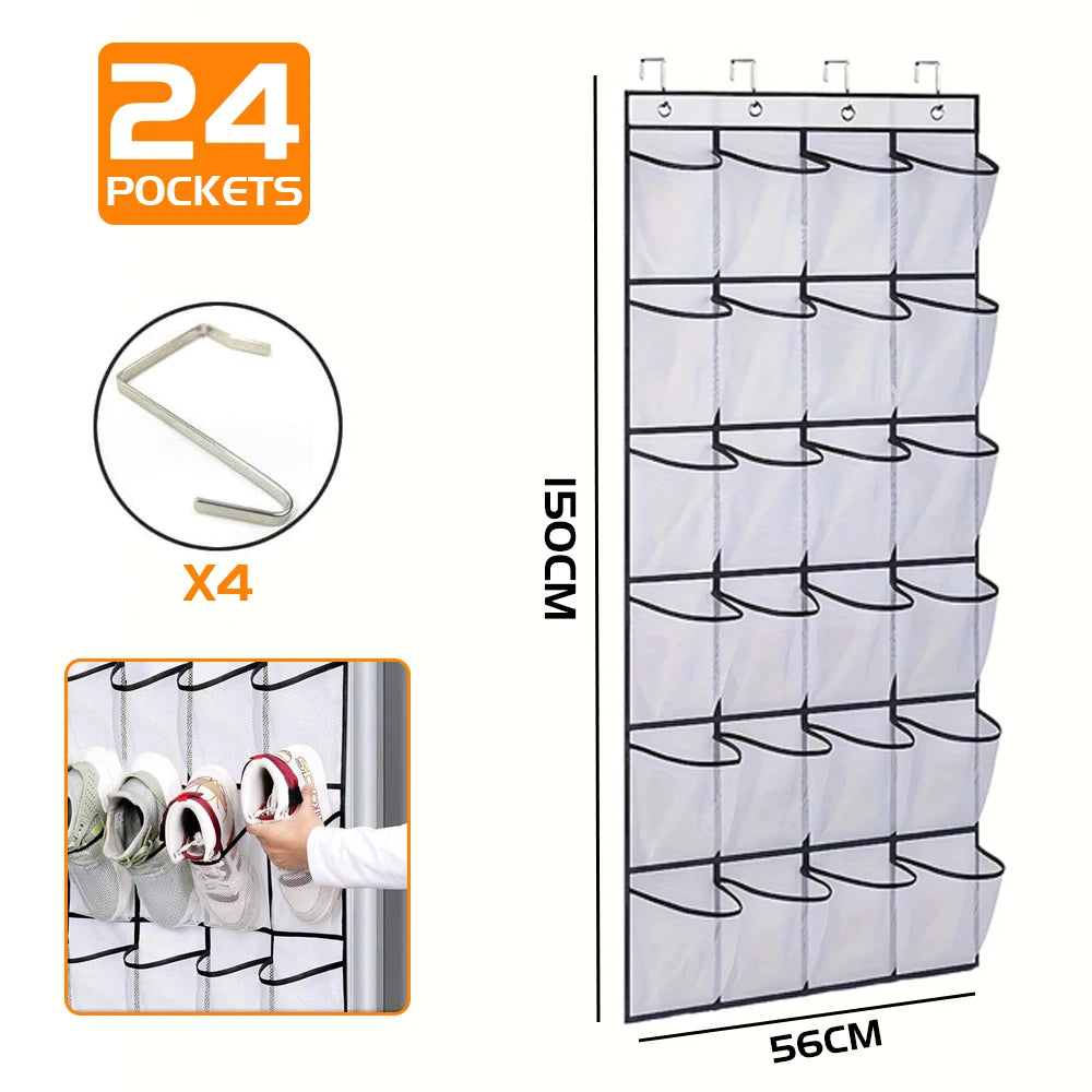 Over the Door Shoe Organizer – 35 Large Mesh Pockets Hanging Rack