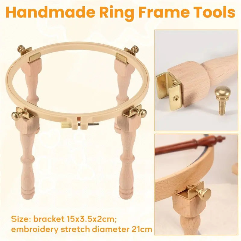 Adjustable Wooden Embroidery Hoop Stand – Cross Stitch Frame Rack