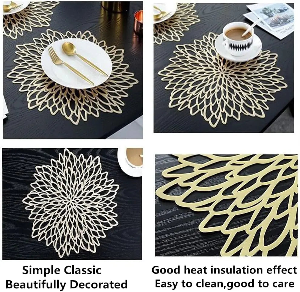 Round Leaf PVC Placemats Set of 4 – Washable & Heat-Resistant