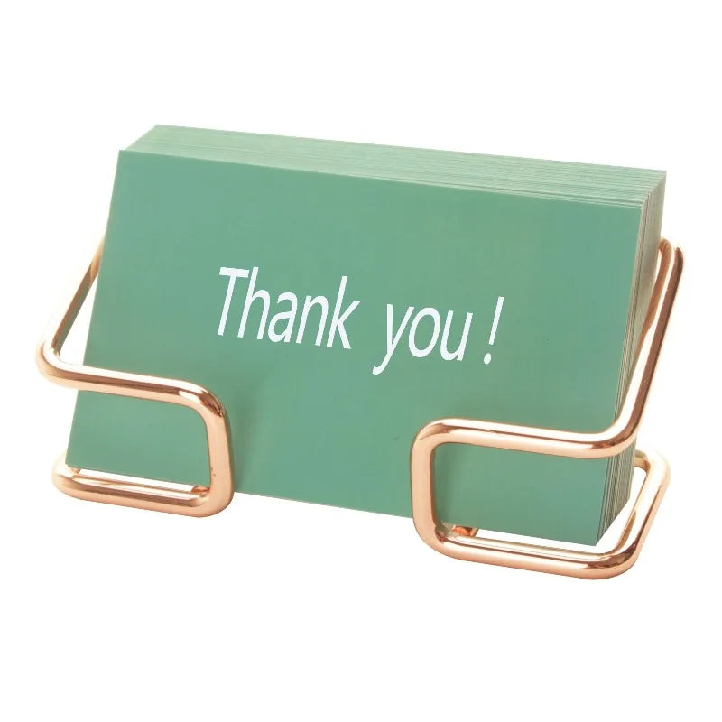 Golden Stainless Steel Desk Card Holder – VIBE Office Organizer