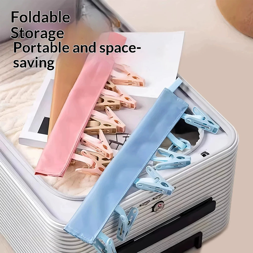 Foldable Travel Drying Rack with 6 Clips – Portable Laundry
