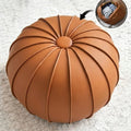Leather Fillable Round Ottoman Pouf – Modern Low Profile Stool