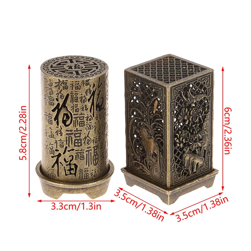 Zinc Alloy Incense Burner – Square & Cylindrical Hollow Design