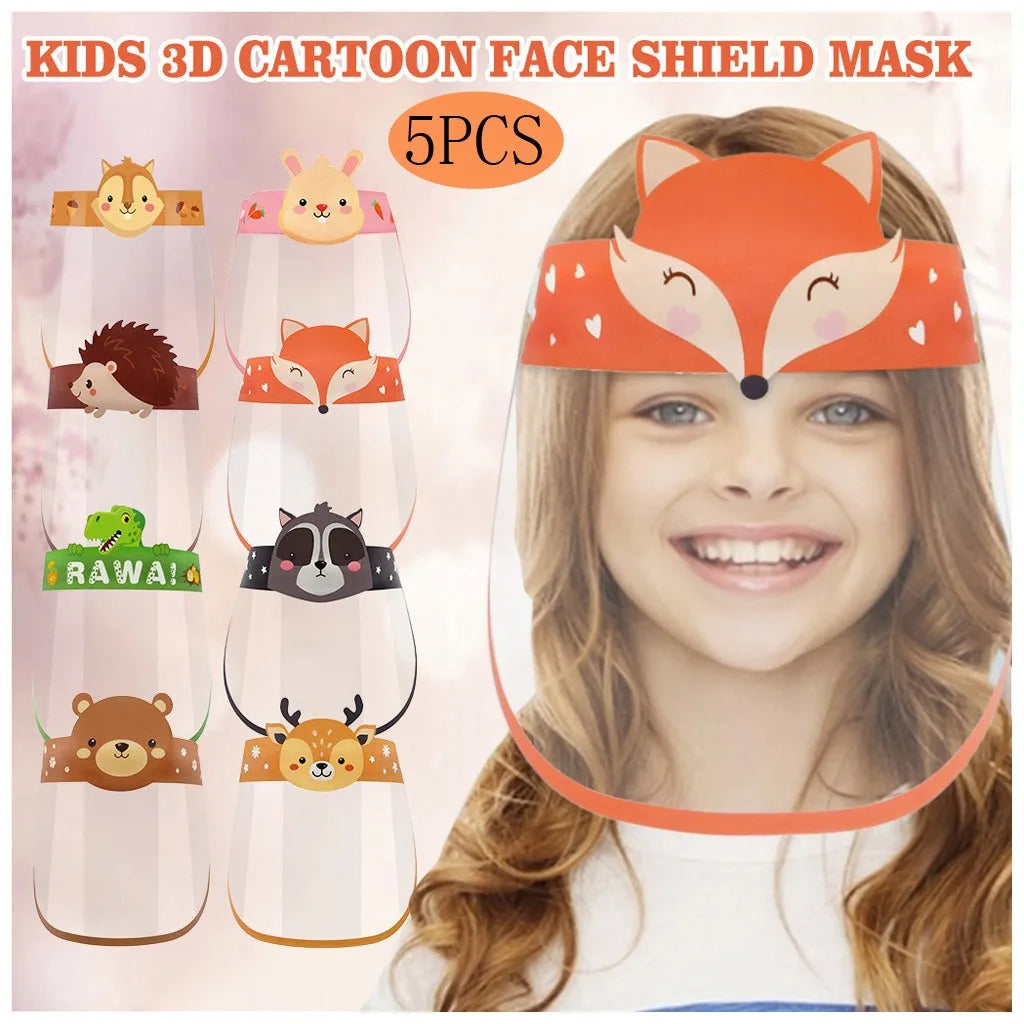 Kids Cartoon 3D Transparent Face Visor 5-Pack – Fox & Bear