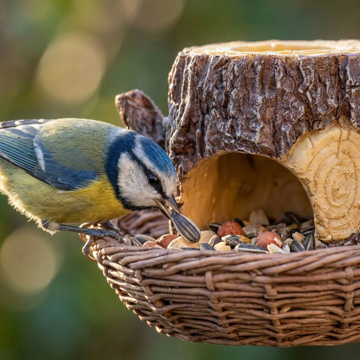 Tree Stump Bird Feeder – Rustic Hanging Wild Bird Feeder