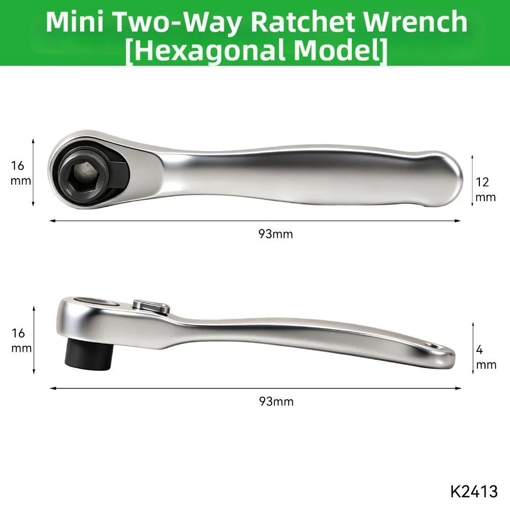 1/4" Drive Mini Ratchet Wrench 72-Tooth Quick Release Bit Driver