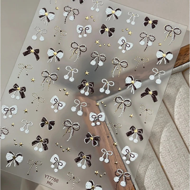 Winter Nail Stickers – Red Bow & Gold Star DIY Decals