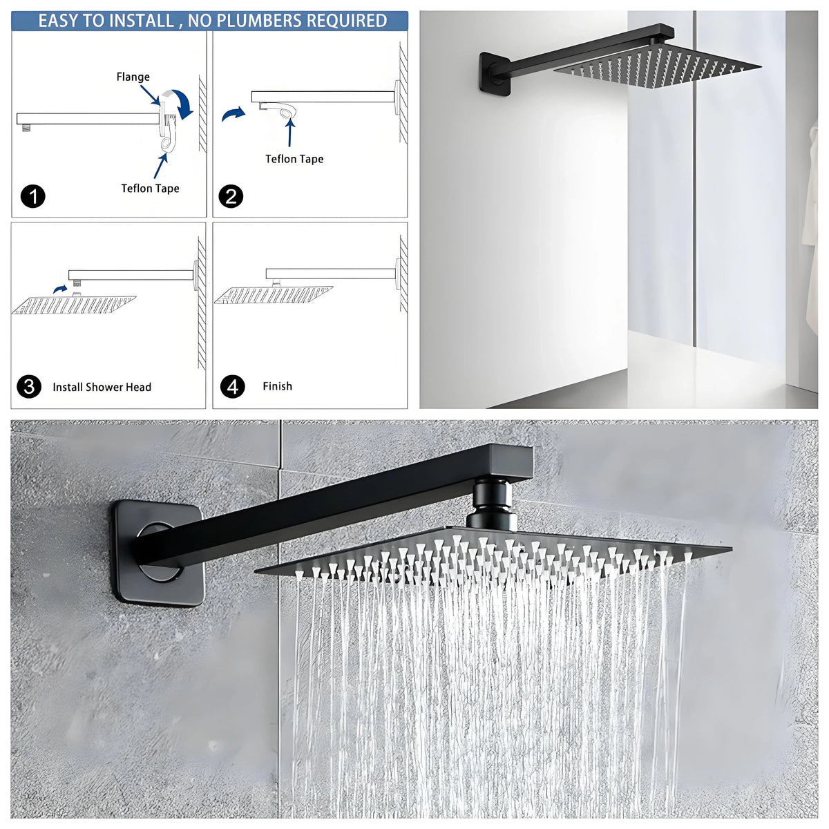 Stainless Steel Wall-Mounted Shower Extension Arm 30/40CM