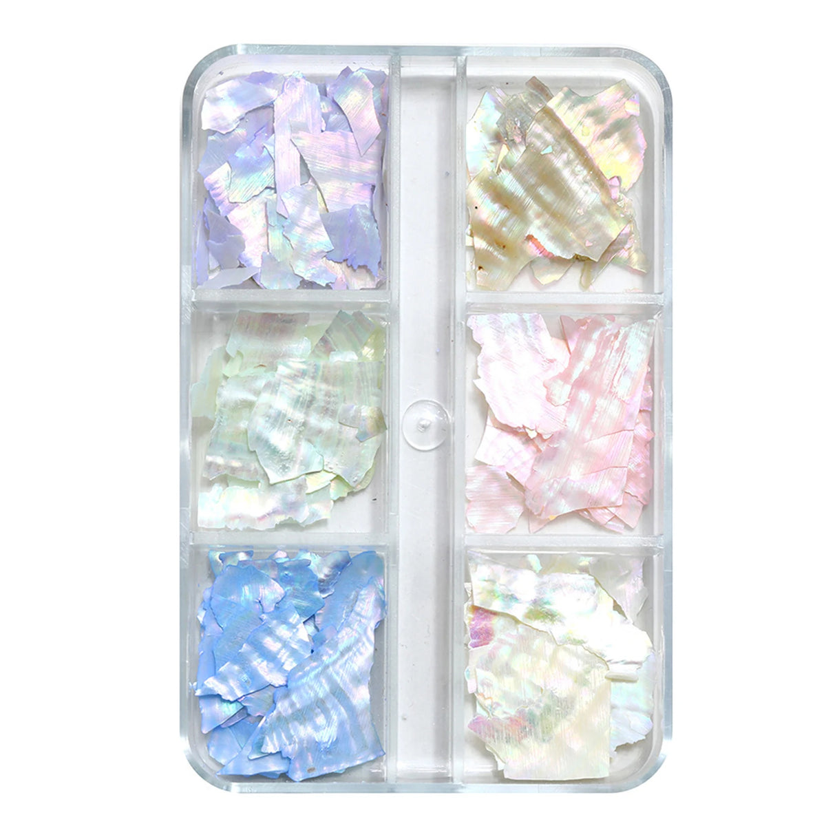 6-Grid Abalone Shell Nail Art Iridescent Pearl Flakes Manicure Set