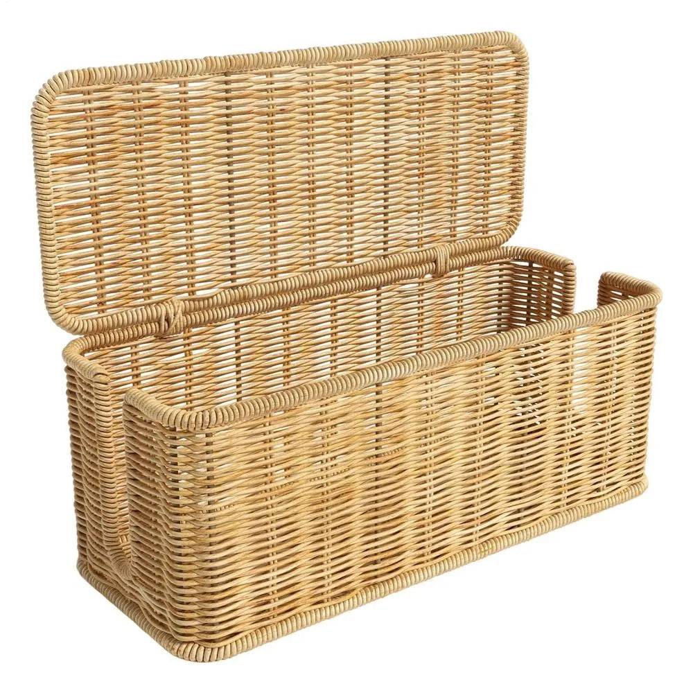 Handwoven Rattan Cable Management Box – Cord Organizer
