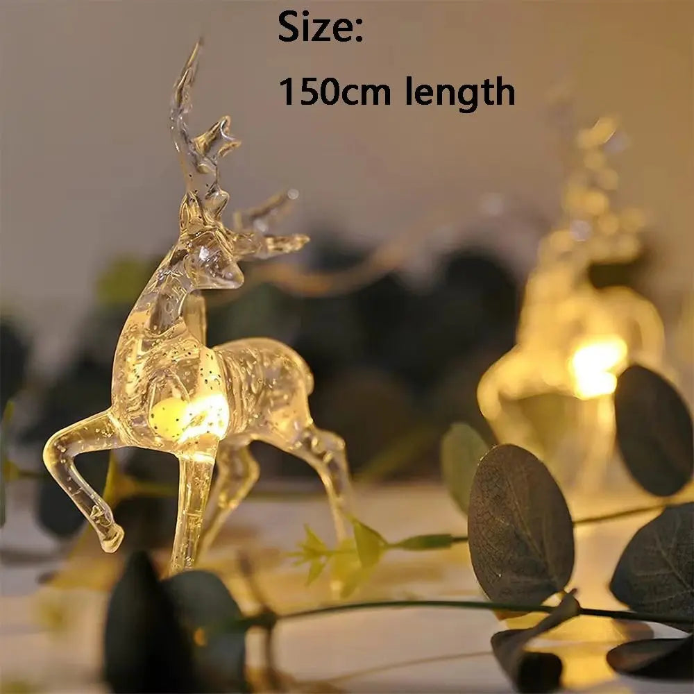 3D Reindeer LED String Lights 1.5m Battery Powered Indoor