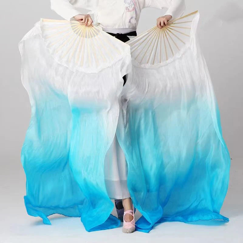 Gradient Belly Dance Fan Extended Floating Head Long Silk Fan