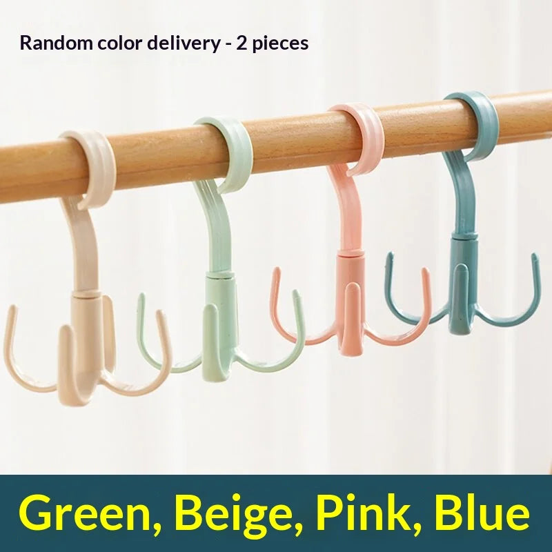 Rotatable 4-Claw Closet Hook Hanger for Bags Hats Belts Scarves