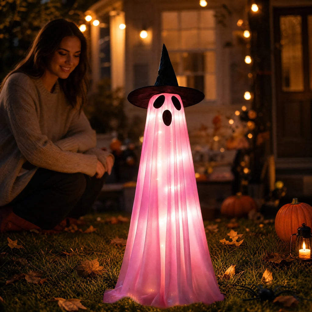 Halloween LED Glowing Ghost Yard Ornament – Battery Powered