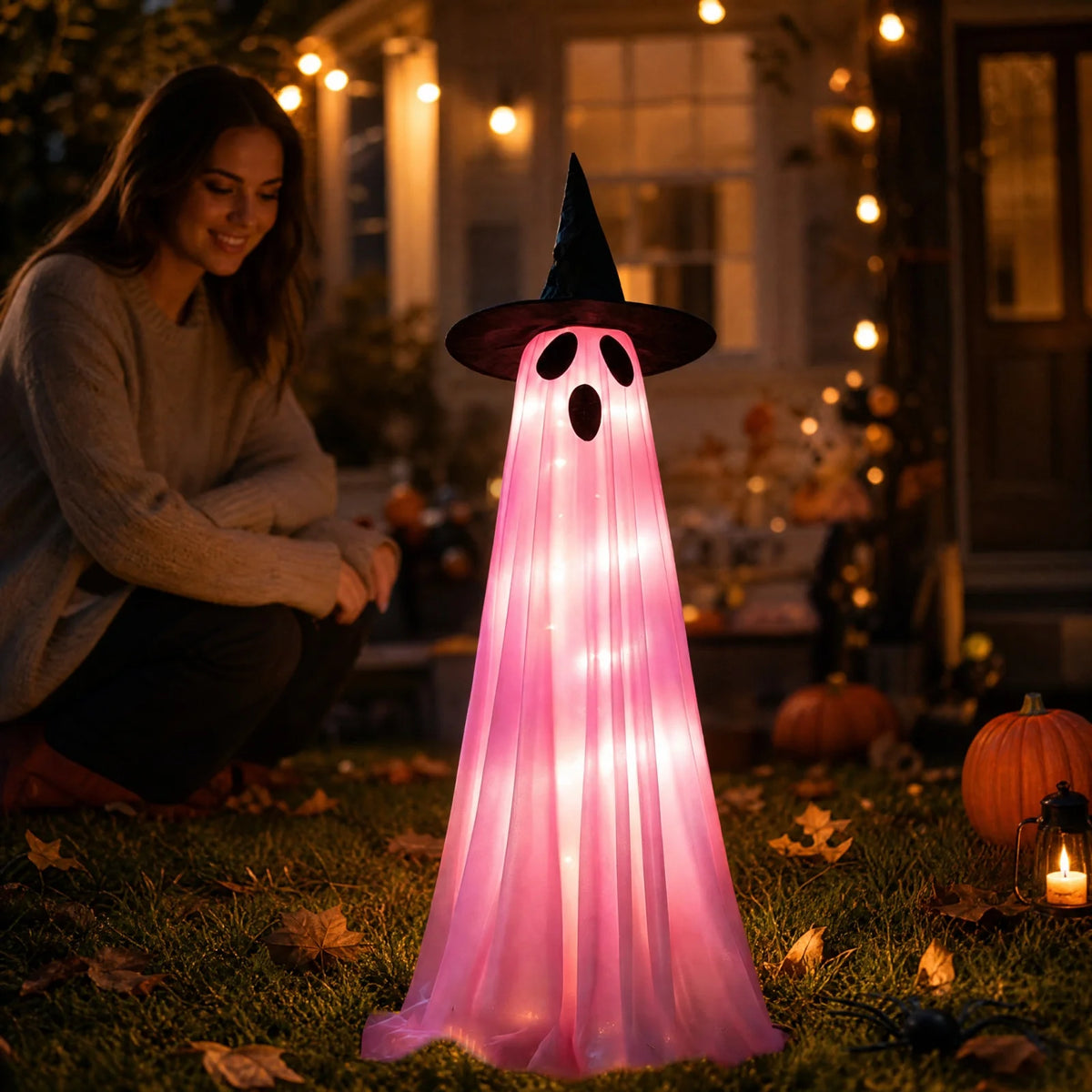 Halloween LED Glowing Ghost Yard Ornament – Battery Powered