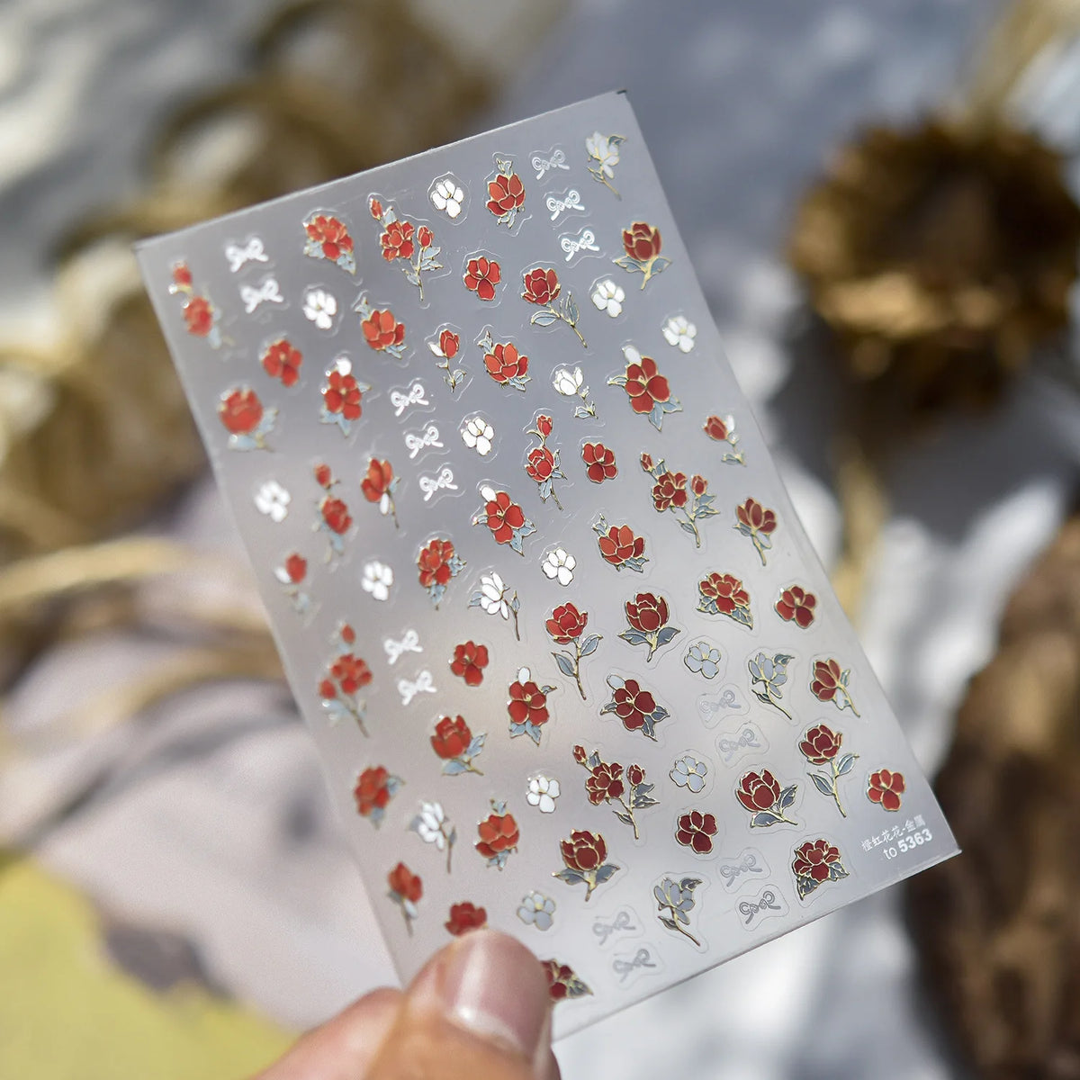 Bronzing Rose & Golden Leaf Nail Art Stickers | DIY Decals