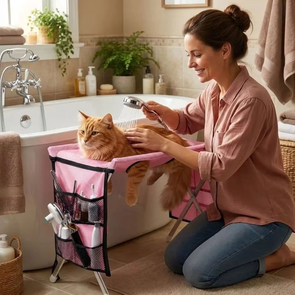 Foldable Oxford Cloth Pet Grooming Table – Metal Frame
