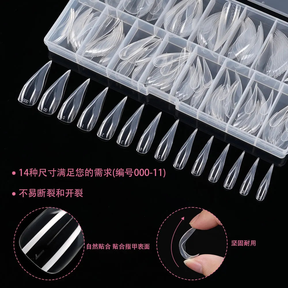 140Pcs Clear Stiletto Nail Tips – Eagle & Cat Claw Forms