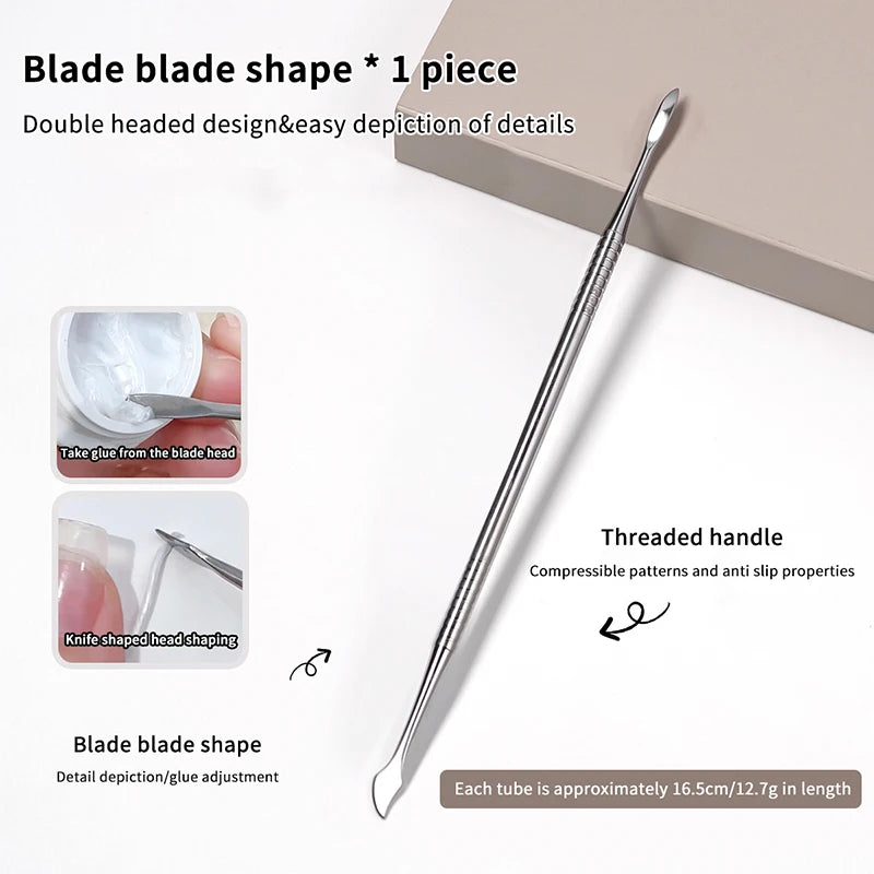 Double-Headed Metal Nail Carving Rod & Gel Removal Tool