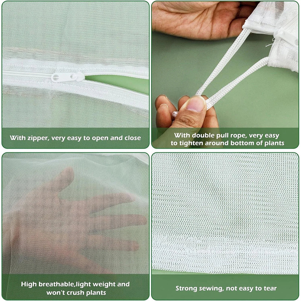 Large Fruit Tree Garden Netting Cover Zippered Drawstring Mesh