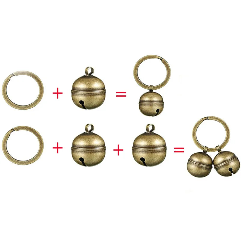 Brass Collar Bells for Cats & Dogs – Charm Pendant with Key Ring