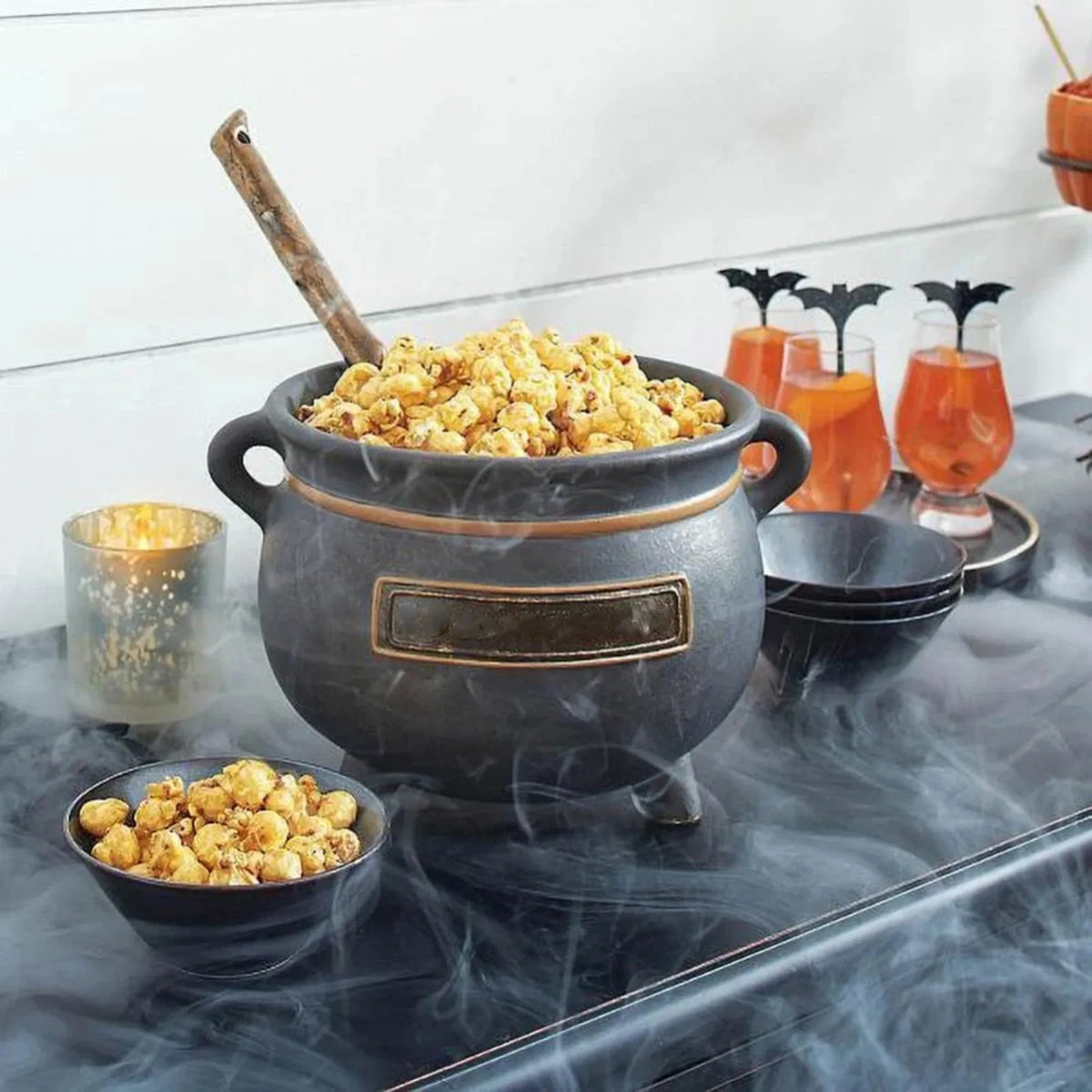 Halloween Witch Cauldron Snack Bowl with Spoon | Resin Decor