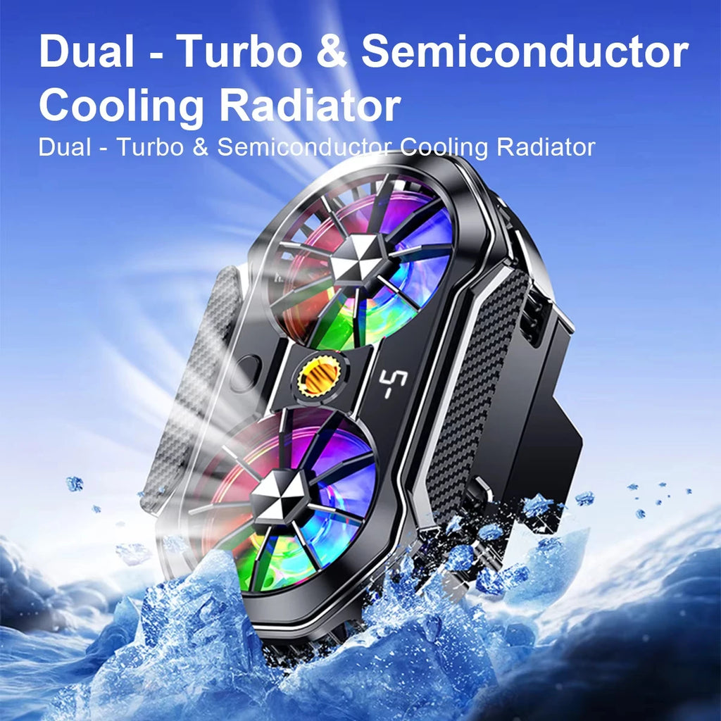Semiconductor Dual Fan Phone Cooler for Gaming & Streaming