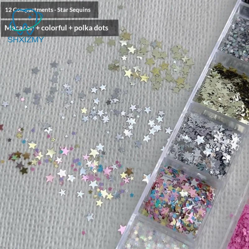 12-Grid Holographic Glitter Nail Art Sequins – DIY Manicure Set