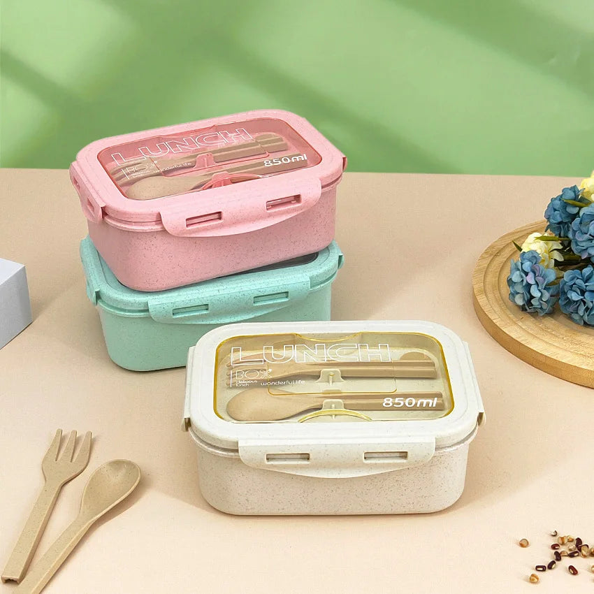 850ml Wheat Straw Bento Box – Microwave-Safe Lunch Container