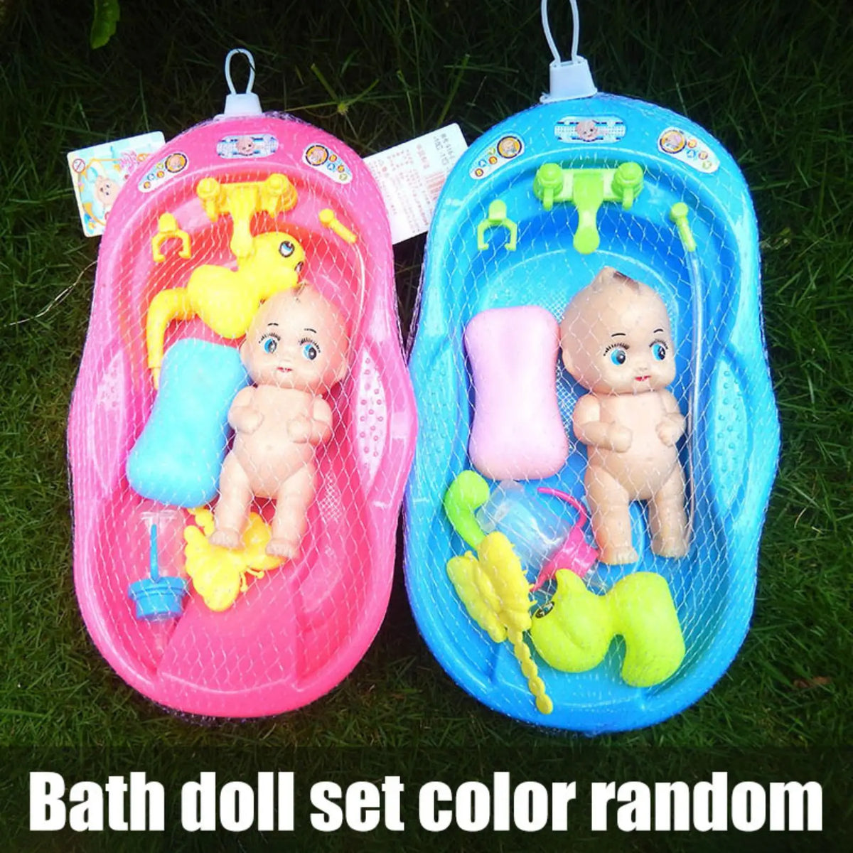 Newborn Doll Bath Toy Set – Portable Bathtub Playset for Kids