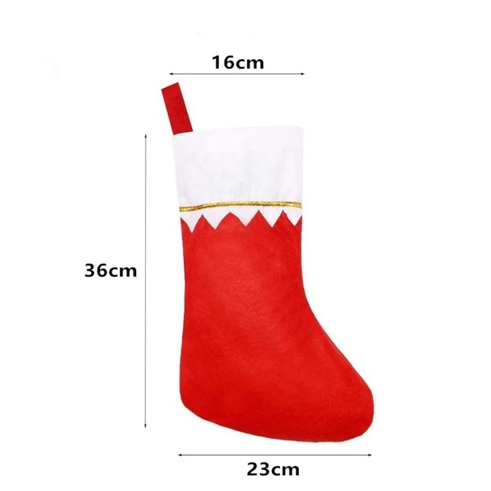 Red Felt Christmas Stocking Golden Trim | Fireplace Décor
