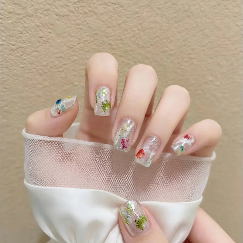 Ocean Theme Nail Stickers – Fish & Seaweed Nail Art Decals